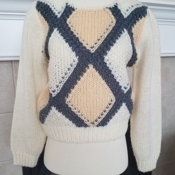 Vintage Koret Career White & Peach Cropped Sweater Size Small - Picture 5 of 5